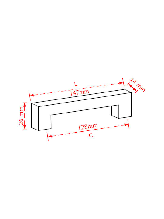 Viobrass Λαβή Επίπλου από Μέταλλο σε Ασημί Χρώμα 147mm (Απόσταση Κέντρων 128mm) 803