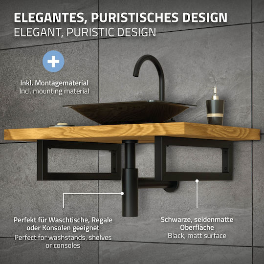 ML-Design Heavy-Duty Metallic Shelf Brackets Black 400x150mm 2pcs 490006962