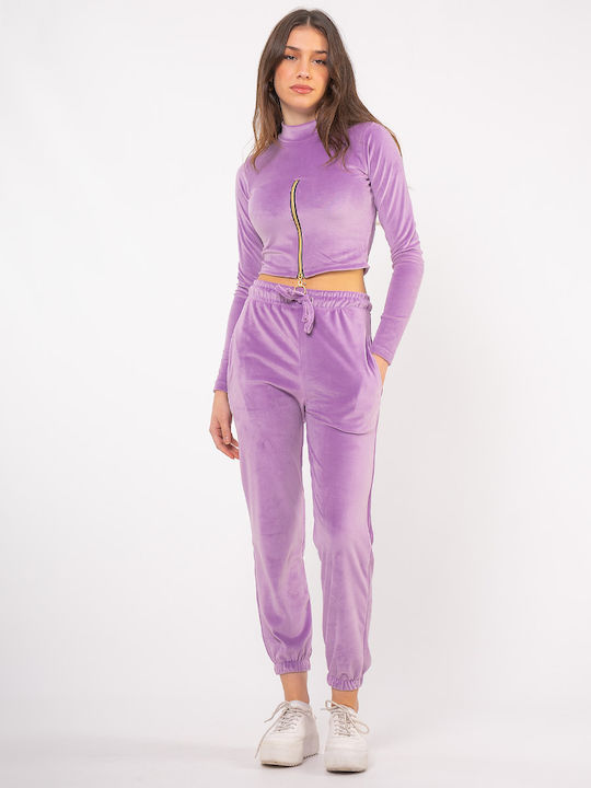 The Lady Damen-Sweatpants-Set Lila Samt