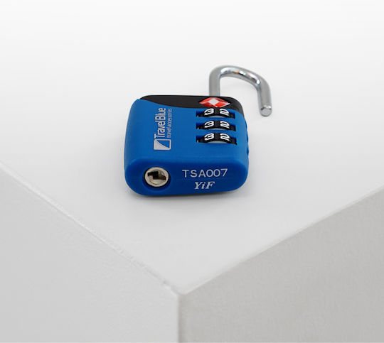 Travel Blue Padlock Brass with Key with TSA Certification Blue 1pcs