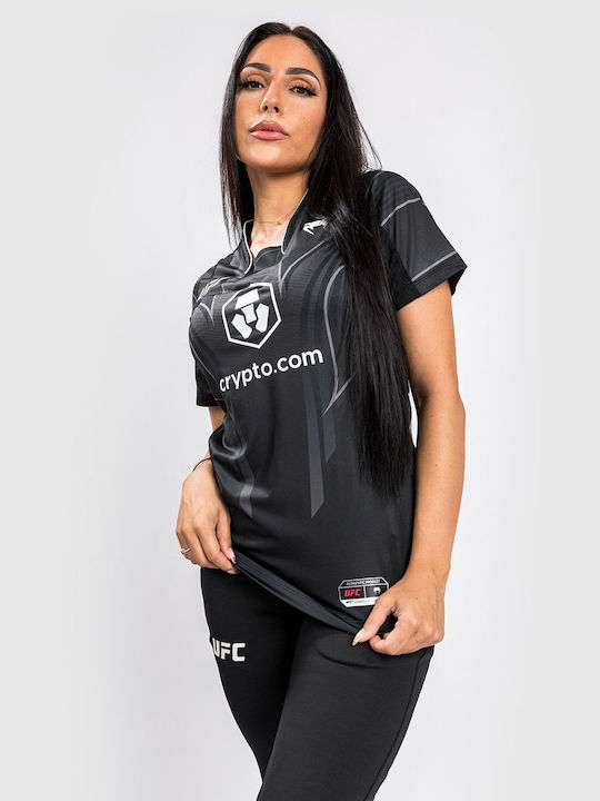 Venum Femei Cu mânecă scurtă Tricou VNMUFC-00147 pentru MMA Neagră