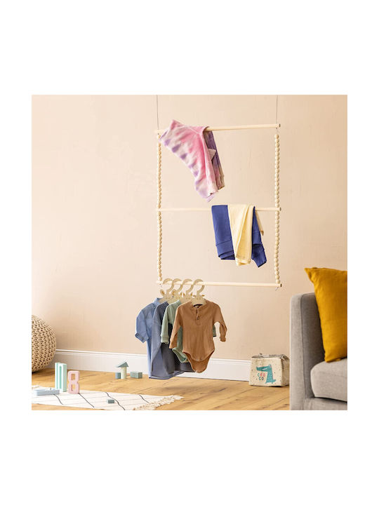 Navaris Wooden Kids Wall Hanger with Hooks Coffee 13.6x13.6x7.4cm