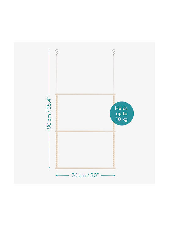 Navaris Wooden Kids Wall Hanger with Hooks Coffee 13.6x13.6x7.4cm