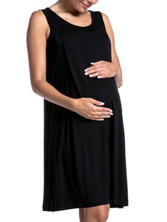 Cotton Sleeveless Maternity Dress Black