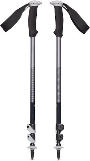 Black Diamond Pair of Telescopic Aluminum Trekking Poles with 3 Sections Trail Trail Sport Trek Gray 250gr