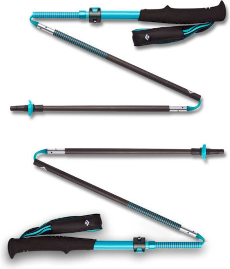 Black Diamond Pair of Compact Carbon Fiber Fast Lock Trekking Poles with 3 Sections Distance Blue 170gr