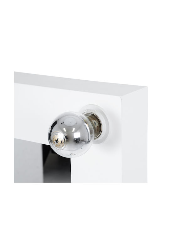 GloboStar Wall Mirror with White Wooden Frame & LED Lighting 90x60cm 1pcs