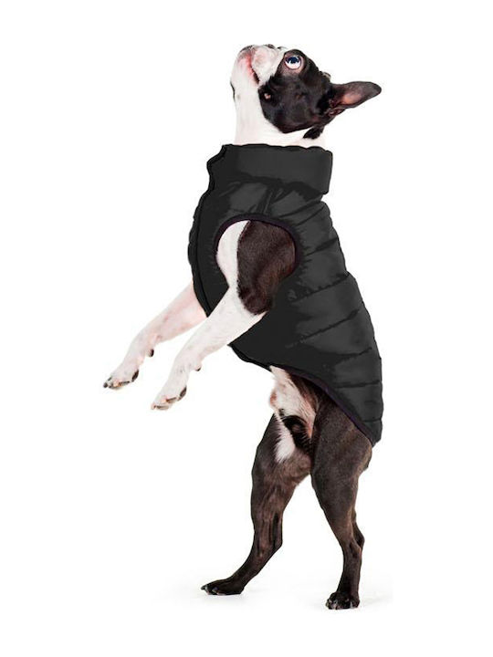 WauDog Black Waterproof Dog Coat with Hood with 22cm Back Length
