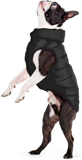 WauDog Black Waterproof Dog Coat with Hood with 22cm Back Length