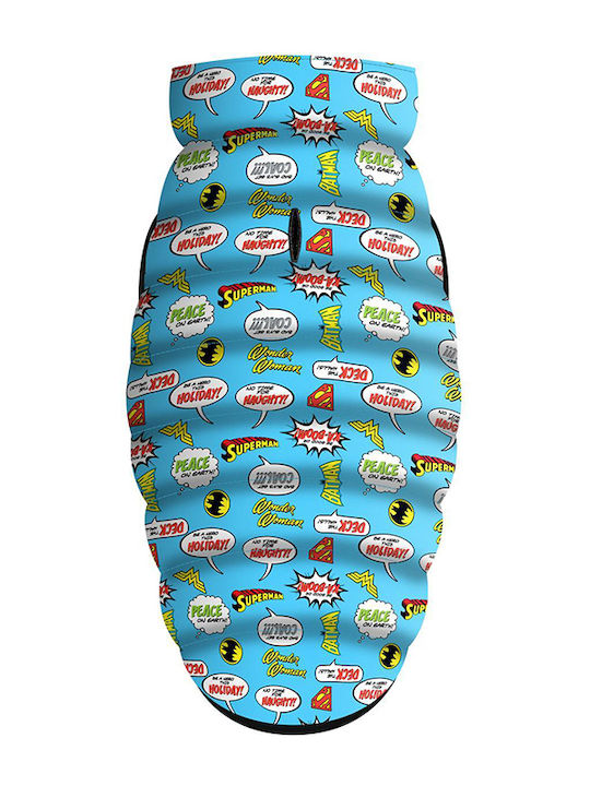 WauDog Justice League Hundemantel Wasserdicht Blau mit Rückenlänge 30 cm.
