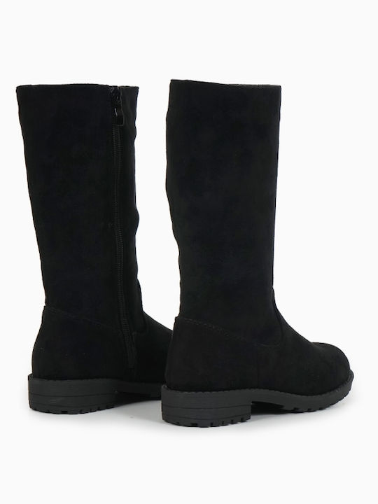 Piazza Shoes Kids Suede Boots with Zipper Black