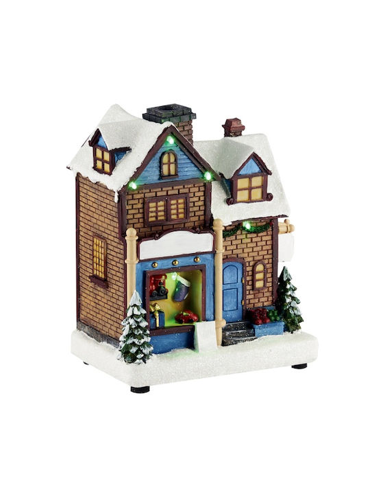 Illuminated Christmas Decorative Plastic House 20x18x12.5cm Multicolour