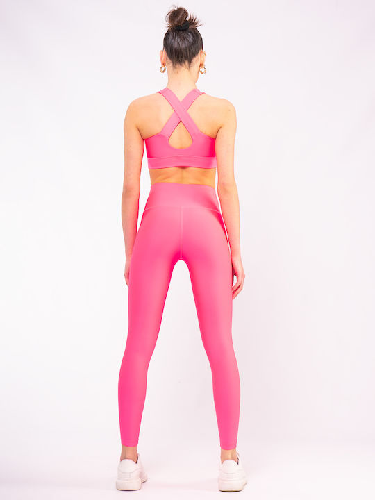 Training Women's Long Firming High Waist & Push Up Pink Leggings
