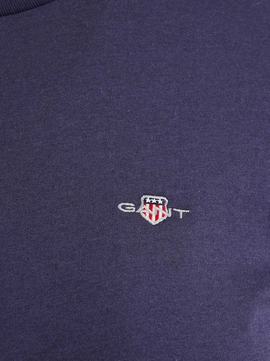 Women's Blouse Cotton Long Sleeve with V Neckline Navy Blue