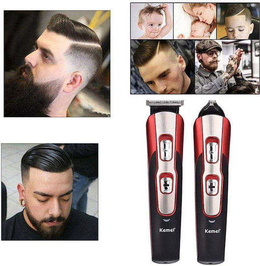 Kemei Set Rechargeable Hair Clipper Red KM-510
