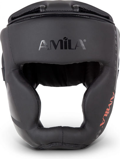 AMILA Adult Full Face Boxing Headgear Synthetic Leather Black