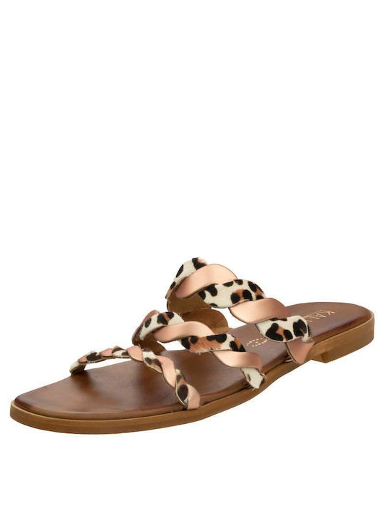 Kallisto Leather Women's Flat Sandals in Pink Color