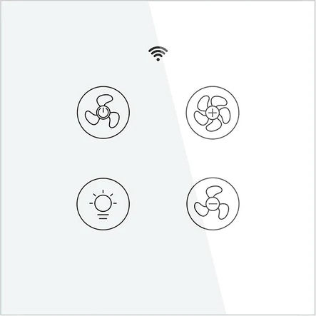 MOES WRS-EUFL-WH-MS Χωνευτός Διακόπτης Τοίχου Αφής Wi-Fi Ανεμιστήρα Τετραπλός χωρίς Πλαίσιο Λευκός