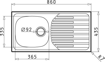 Pyramis ET33 Fork 100145301 Drop-In Chiuvetă Inox Satinat L86xW43.5cm Argintiu