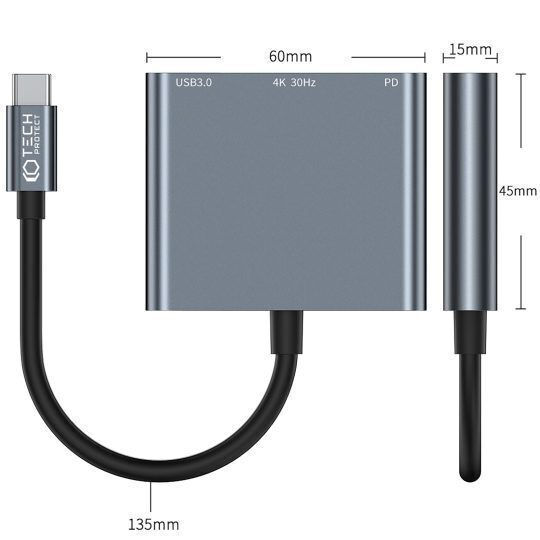 Tech-Protect V1 USB-C Docking Station με HDMI 4K PD Γκρι