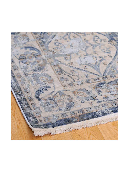 Klonaras Oska 1372 Rug Rectangular with Fringes Greyish Blue