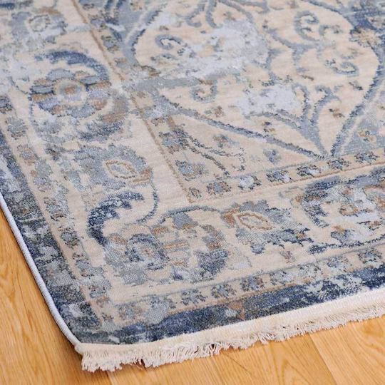 Klonaras Oska 1372 Rug Rectangular with Fringes Greyish Blue