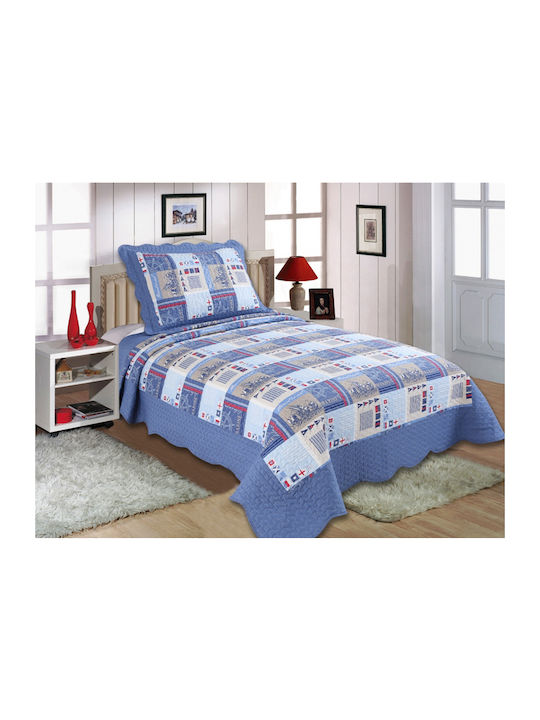 Silk Fashion 1511-31 Set Coverlet Single Microfiber Blue 160x220cm 2pcs