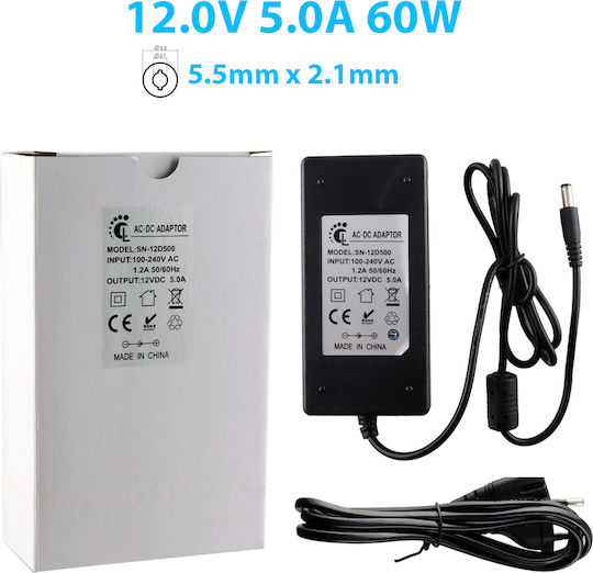 Universal Power Adapter 12 Until 12V 5A 60W with Plug Set (SN-12D500)