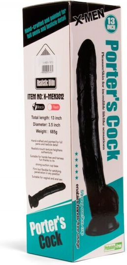 X-Men Ρεαλιστικό Dildo με Όρχεις και Βεντούζα Μαύρο 33cm