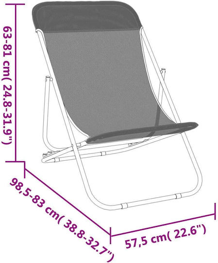vidaXL Lounger-Armchair Beach with Recline 3 Slots Blue Waterproof 83x57.5x81cm Set of 2pcs