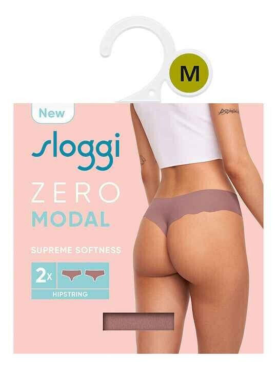 Zero Hipster Γυναικεία String 2Pack χωρίς Ραφές Καφέ