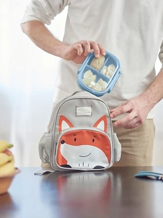 Nuvita Fox Σχολική Τσάντα Πλάτης Νηπιαγωγείου Γκρι με Θήκη για Παγούρι