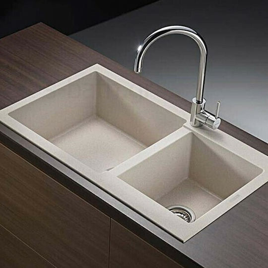 Pyramis Alazia 1 3/4B 079811811 Drop-In Мивка Ляв от Синтетичен Гранит Ш86xД50см Въглерод