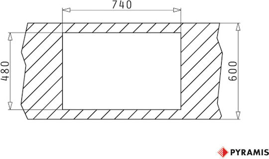 Pyramis Istros 1B Ένθετος Νεροχύτης από Συνθετικό Γρανίτη Μ76xΠ50cm Iron Grey