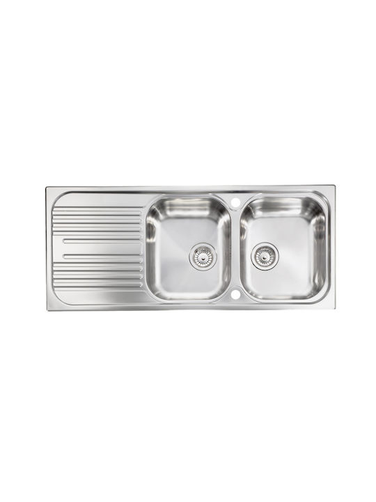 Sanitec Atlantic 10647 Drop-In Sink Inox Satin W116xD50cm Silver