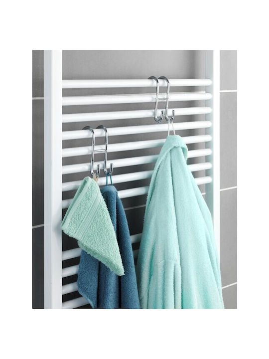 Wenko 246841121 Άγκιστρο Μπάνιου Διπλό ​12x7.5cm Inox Ασημί
