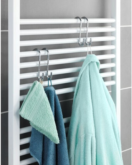 Wenko 246841121 Άγκιστρο Μπάνιου Διπλό ​12x7.5cm Inox Ασημί