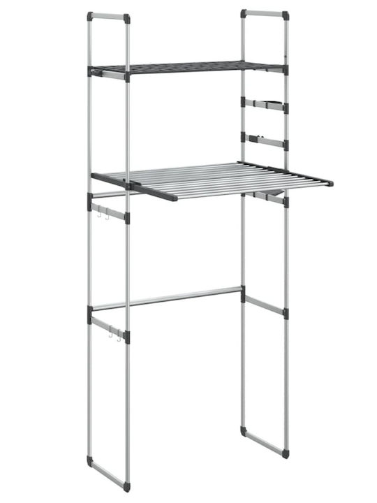 vidaXL Boden Badezimmerregal Metallisch mit 2 Regalböden 77x52x192cm Silber