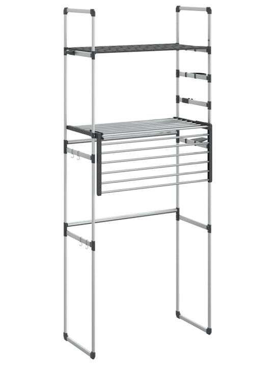 vidaXL Boden Badezimmerregal Metallisch mit 2 Regalböden 77x52x192cm Silber