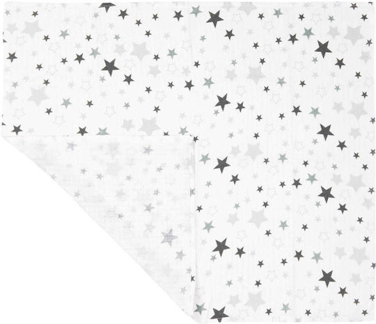 Jukki Tetro Grey Stars Pânză de Înfășat din Muselină Gri 70x80εκ.