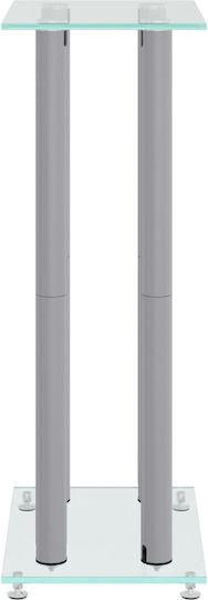 vidaXL Speaker Stands with 4 Columns from Tempered Glass in Silver Color