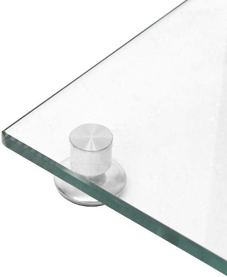 vidaXL Speaker Stands with 4 Columns from Tempered Glass in Silver Color