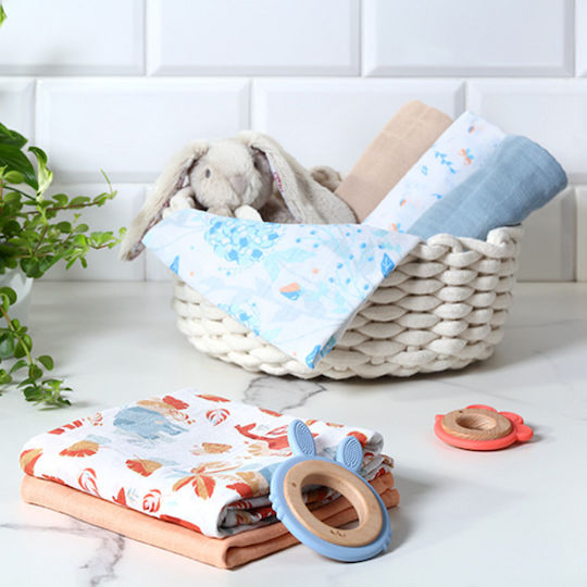 Babyono Πάνες Αγκαλιάς από Μουσελίνα Πορτοκαλί 70x70εκ. 3τμχ