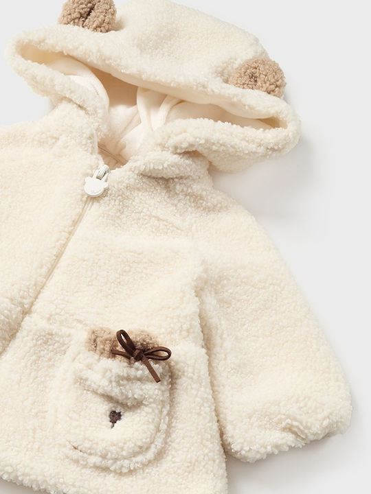 Kids Cardigan Knitted with Hood Ecru