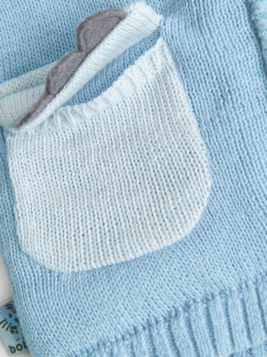 Kids Sweatshirt Cardigan Knitted with Hood Blue