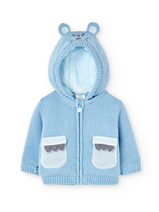 Kids Sweatshirt Cardigan Knitted with Hood Blue