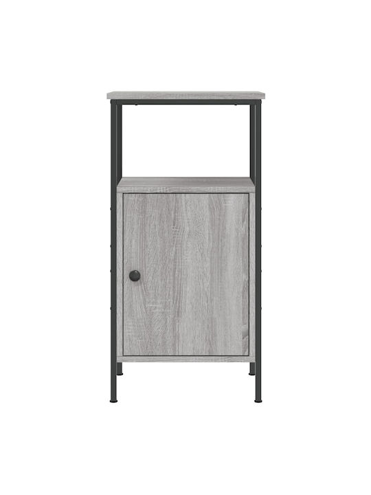 Wooden Bedside Table with Metal Legs Gray Sonoma 41x31x80cm