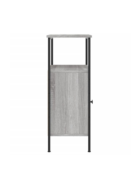Wooden Bedside Table with Metal Legs Gray Sonoma 41x31x80cm