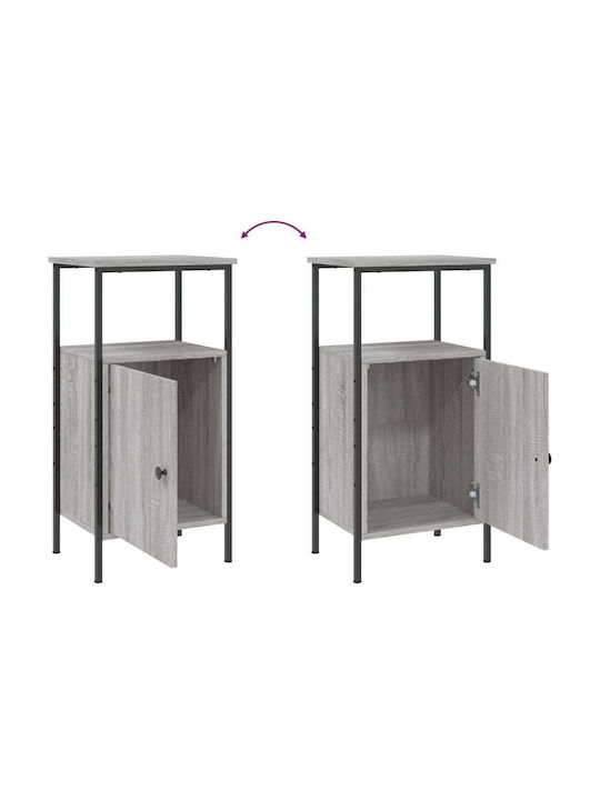Wooden Bedside Table with Metal Legs Gray Sonoma 41x31x80cm