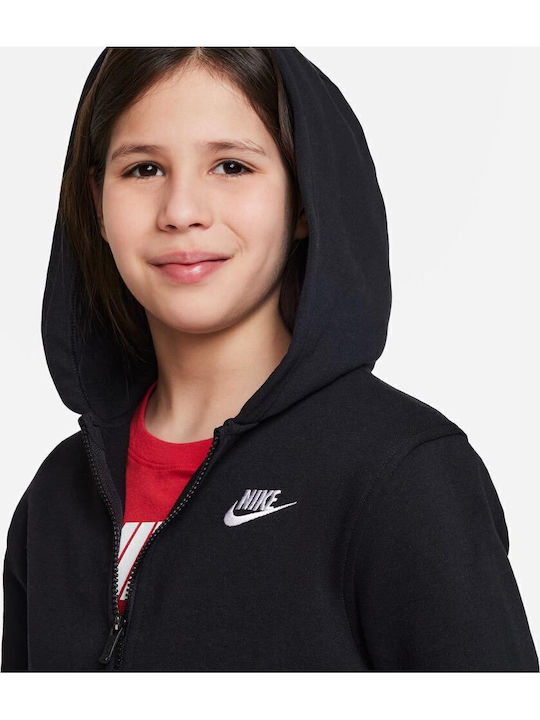 Athletic Kids Sweatshirt Cardigan Cotton with Hood Black Sportswear Club